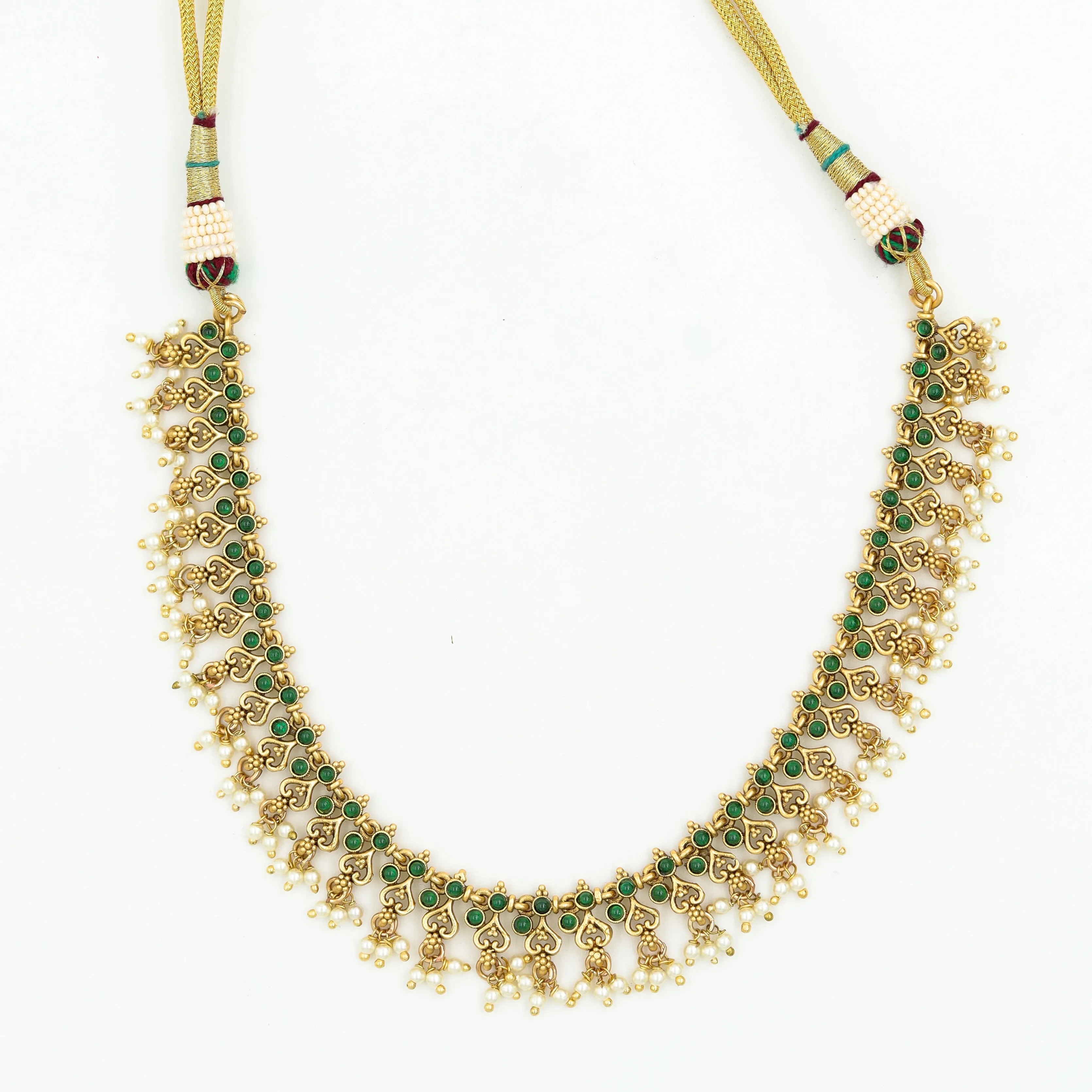 Antique Gold Plated Round Neck Necklace Set 9949-28