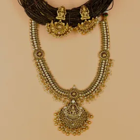 Antique Gold Plated Round Neck Temple Necklace Set 9983-28