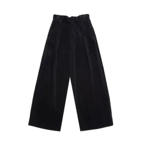 Navy Aton Corduroy Wide-Leg Tucked Pants