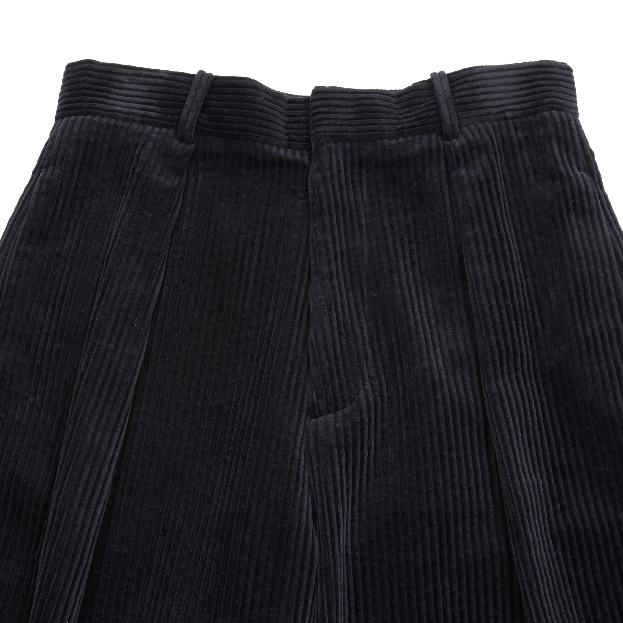 Navy Aton Corduroy Wide-Leg Tucked Pants