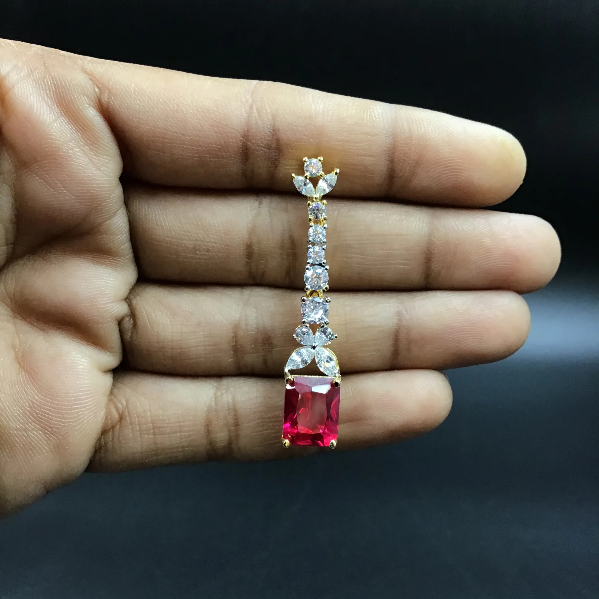 Big Stone Zircon/AD Round Necklace Set 14426-1516