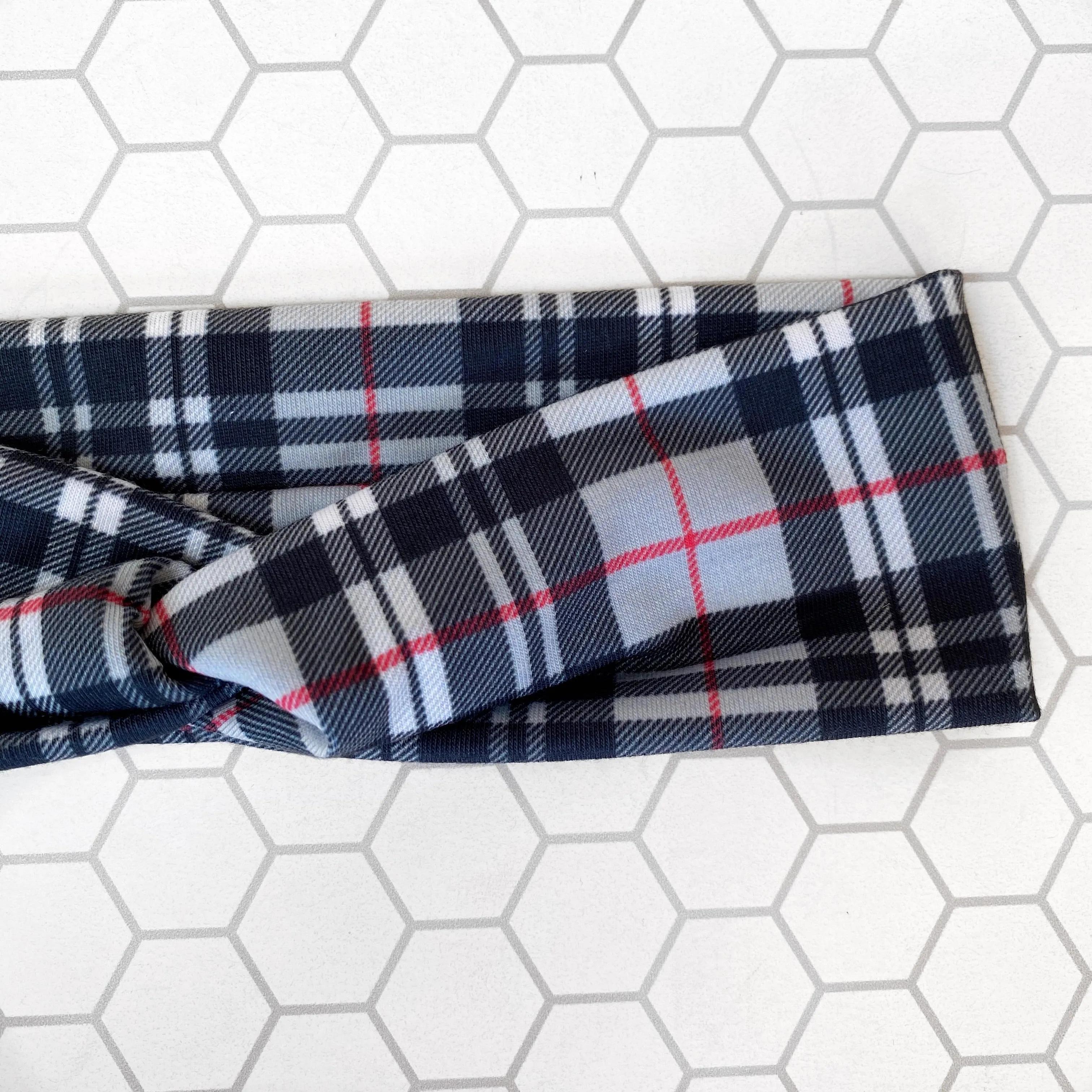 Black Plaid Knotties Headband