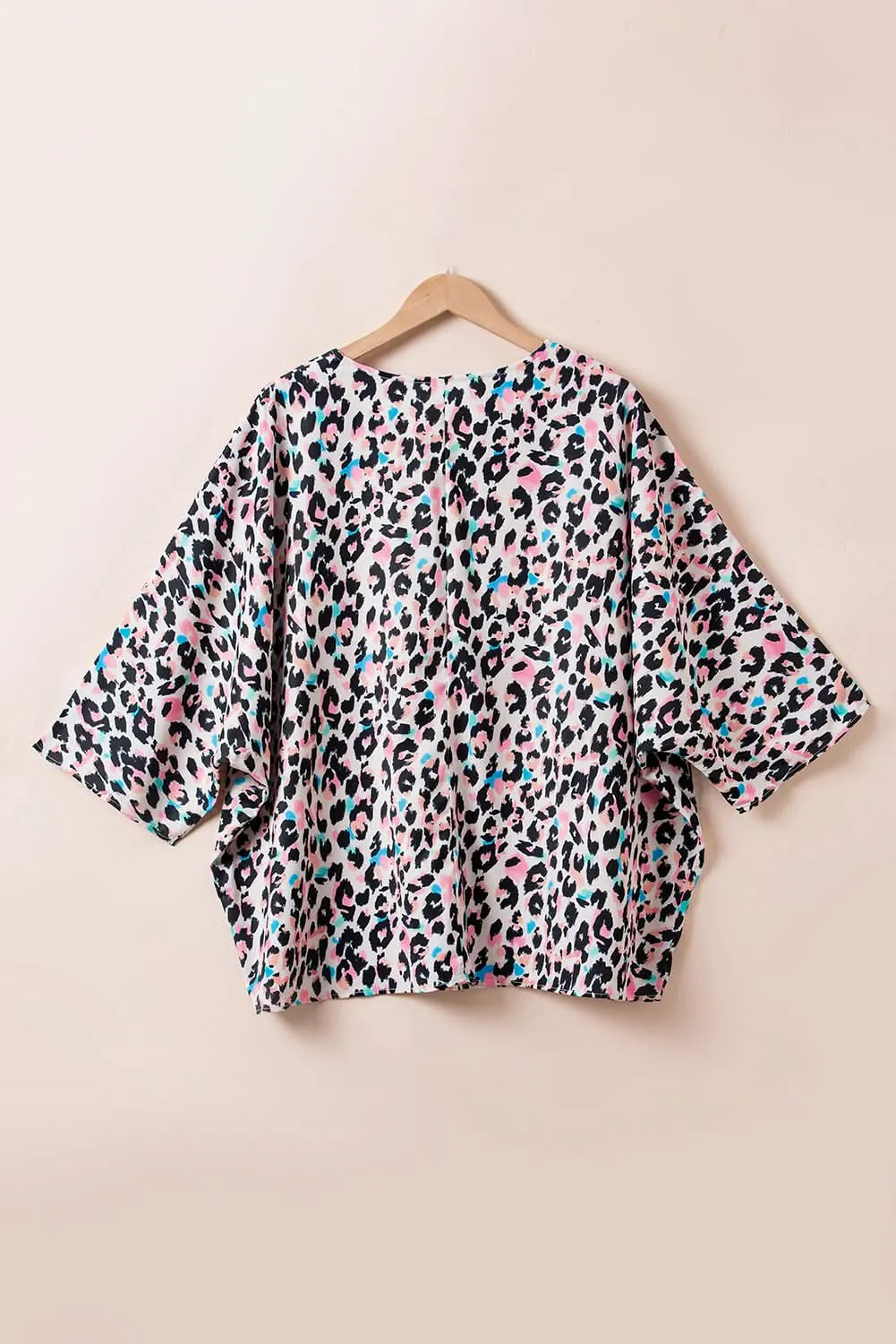 Brown leopard batwing top for plus sizes