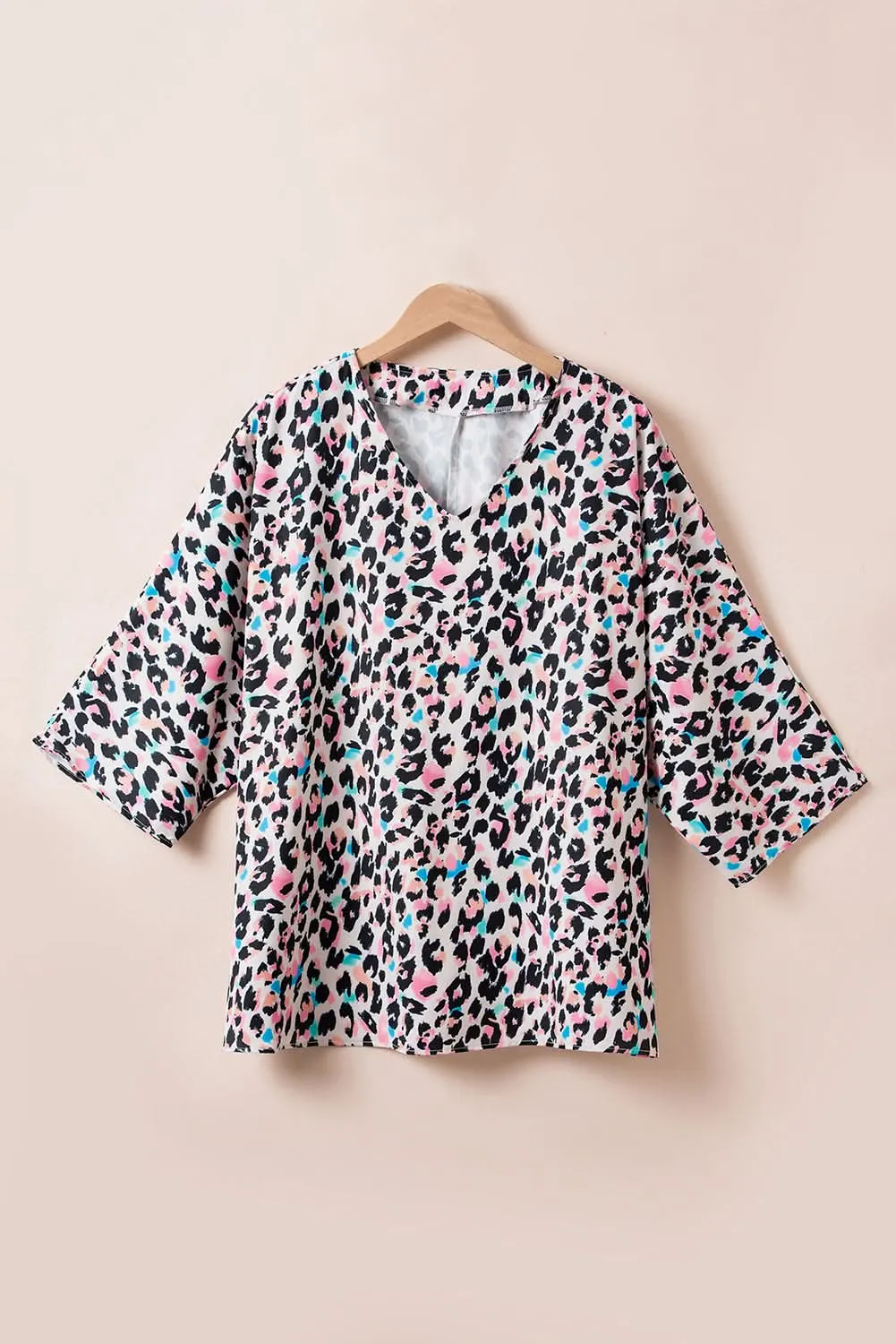 Brown leopard batwing top for plus sizes