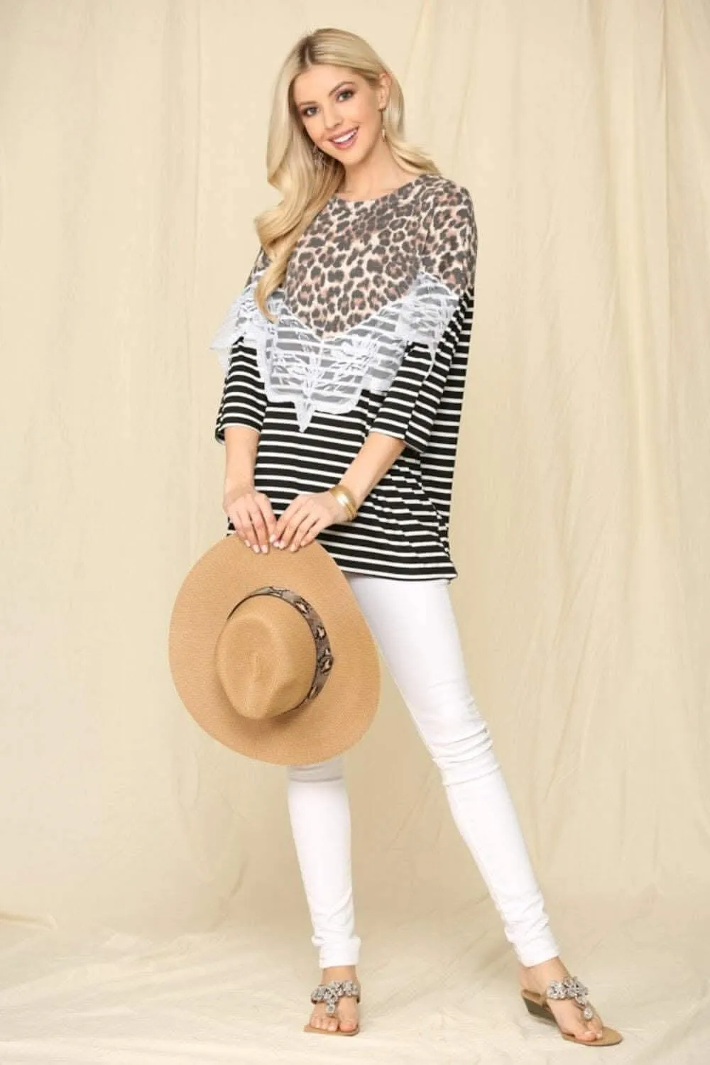 Celeste plus-size leopard lace tee