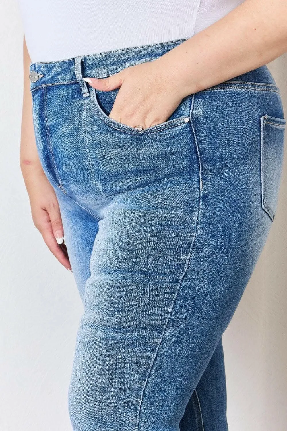 Elevate Full Figure High Waist Ankle Flare Jeans: Curve-Enhancing Chic Denim