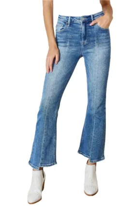 Elevate Full Figure High Waist Ankle Flare Jeans: Curve-Enhancing Chic Denim