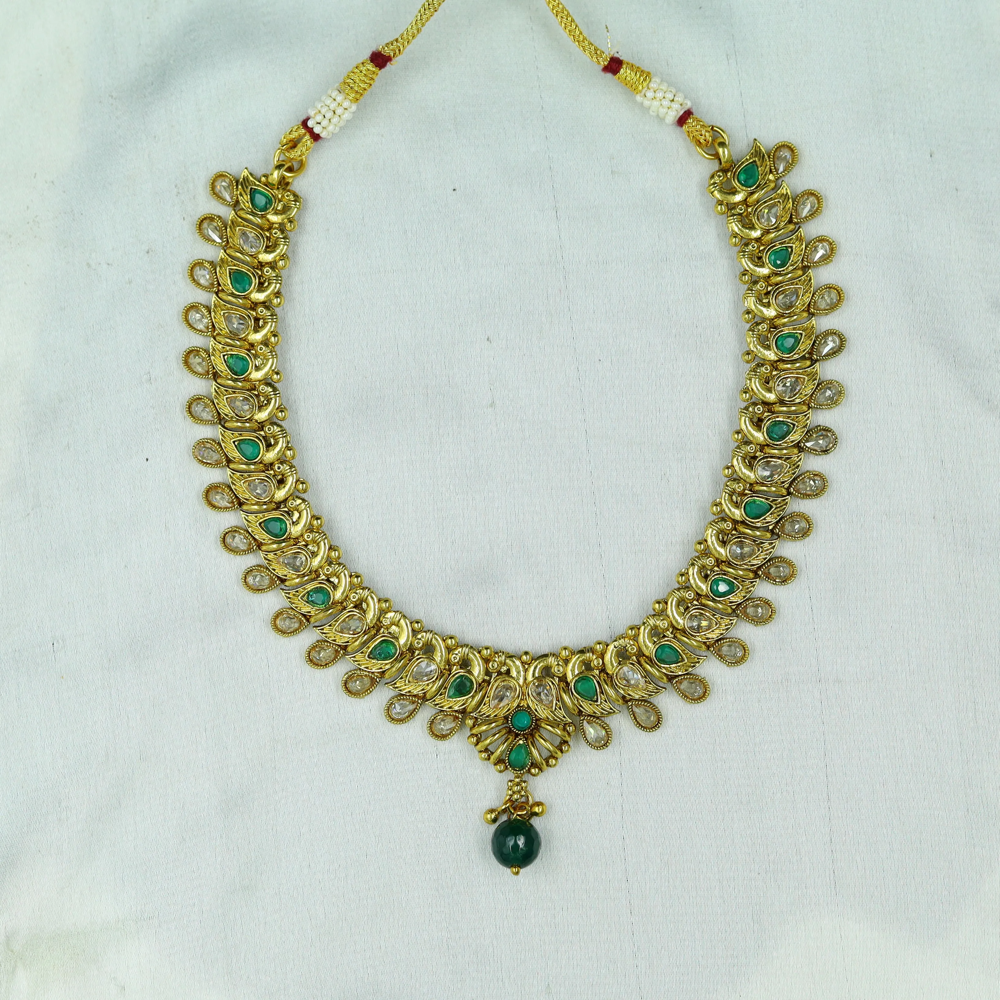 Green Gold Look Necklace Set 12768-9313
