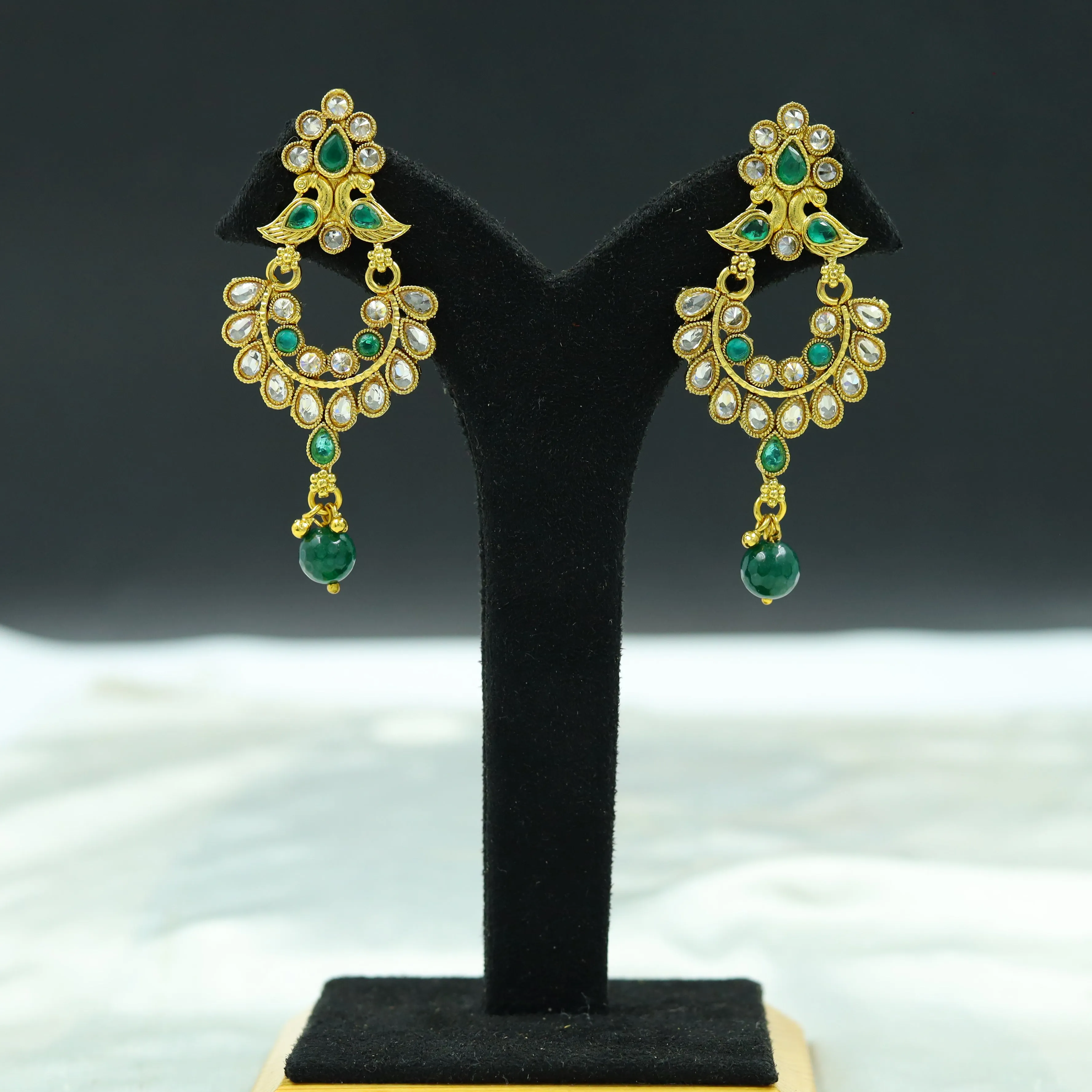 Green Gold Look Necklace Set 12768-9313
