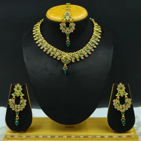 Green Gold Look Necklace Set 12768-9313