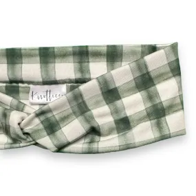Green Plaid Knotties Headband