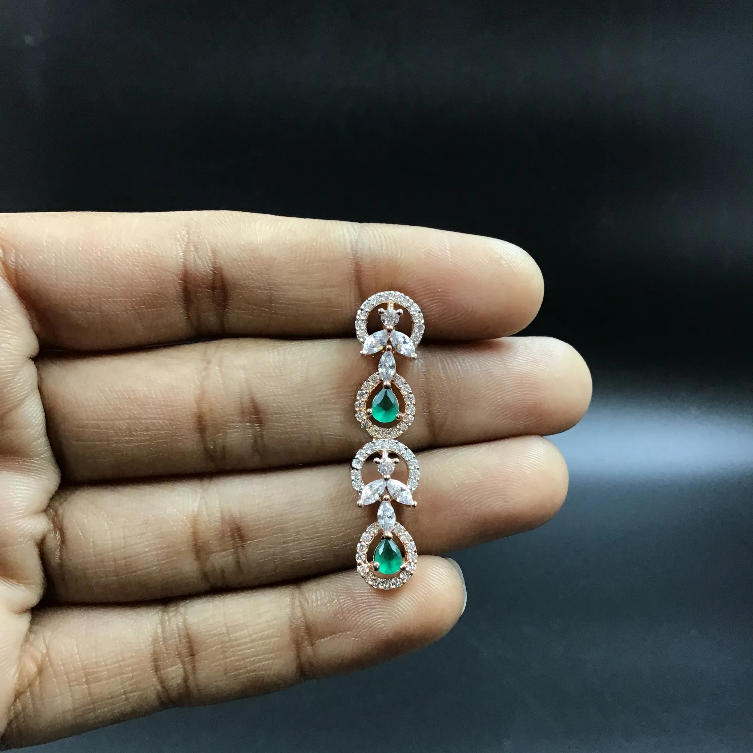 Green Zircon/AD Necklace Set 13147-9932