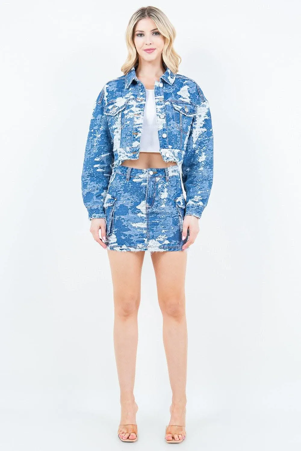 Jacquard mini skirt with pockets