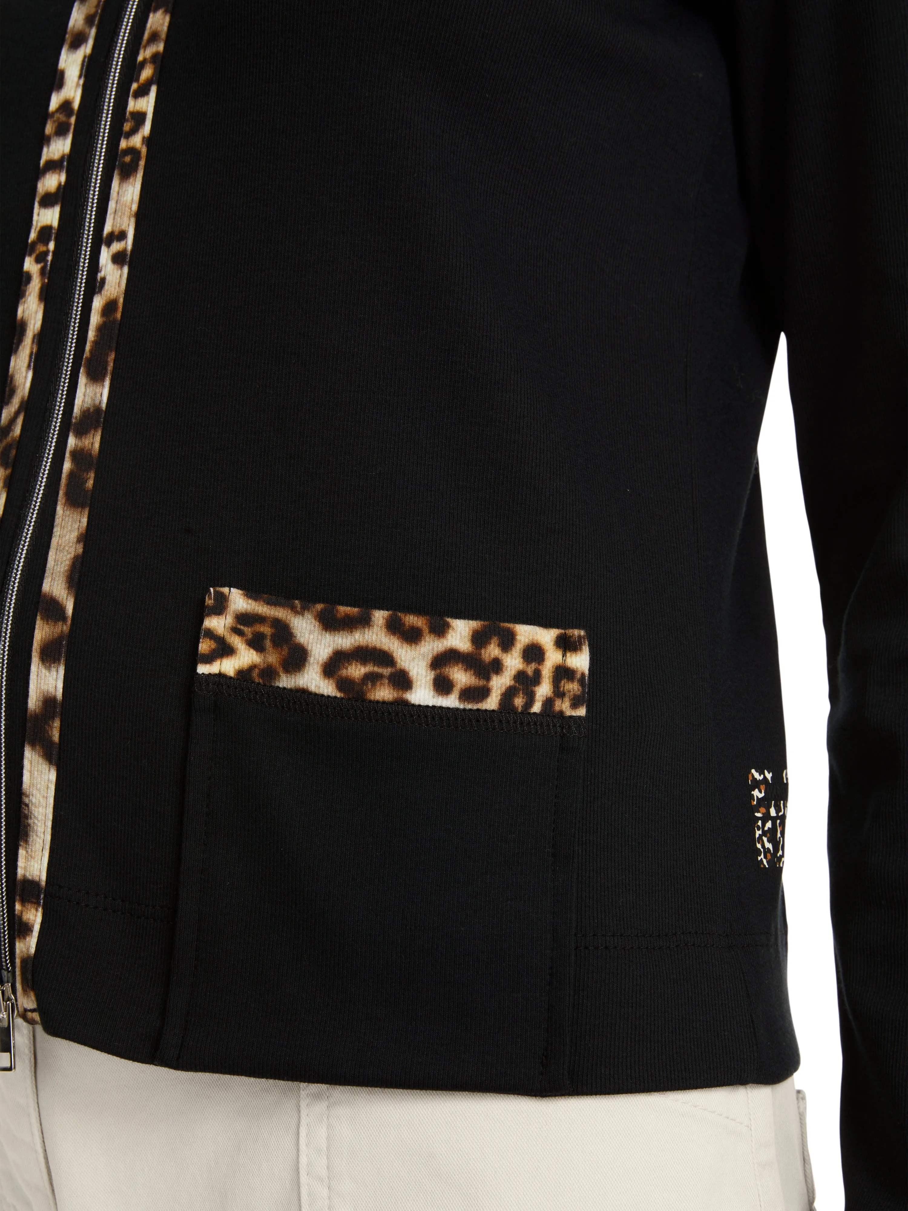 MARC CAIN Black Jacket With Leopard Print Detail