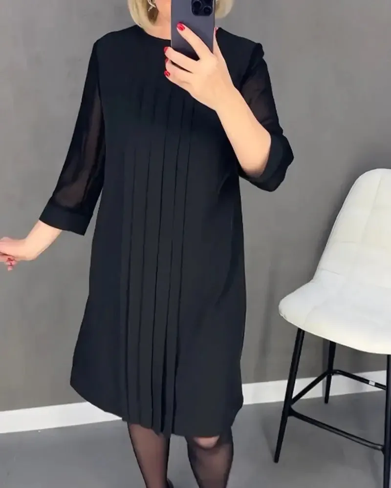 New Product LaunchStraight Dress With Medium Length Sleeves