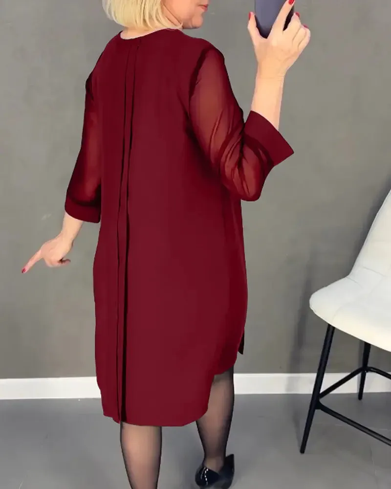 New Product LaunchStraight Dress With Medium Length Sleeves
