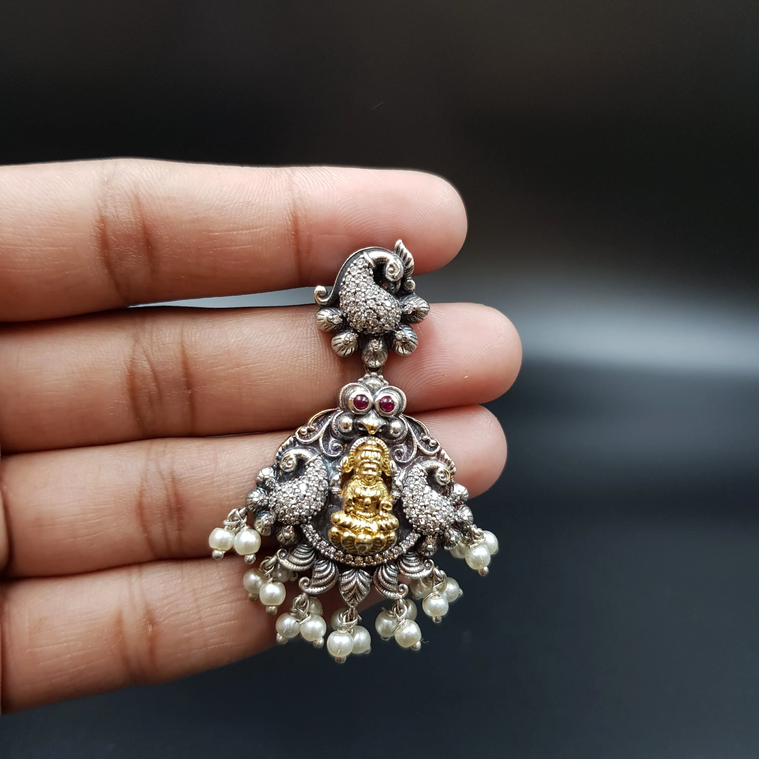Oxidized Temple Necklace Set Round Neck 10956-59