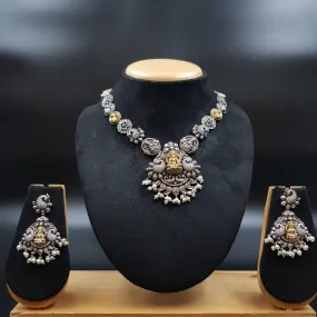 Oxidized Temple Necklace Set Round Neck 10956-59