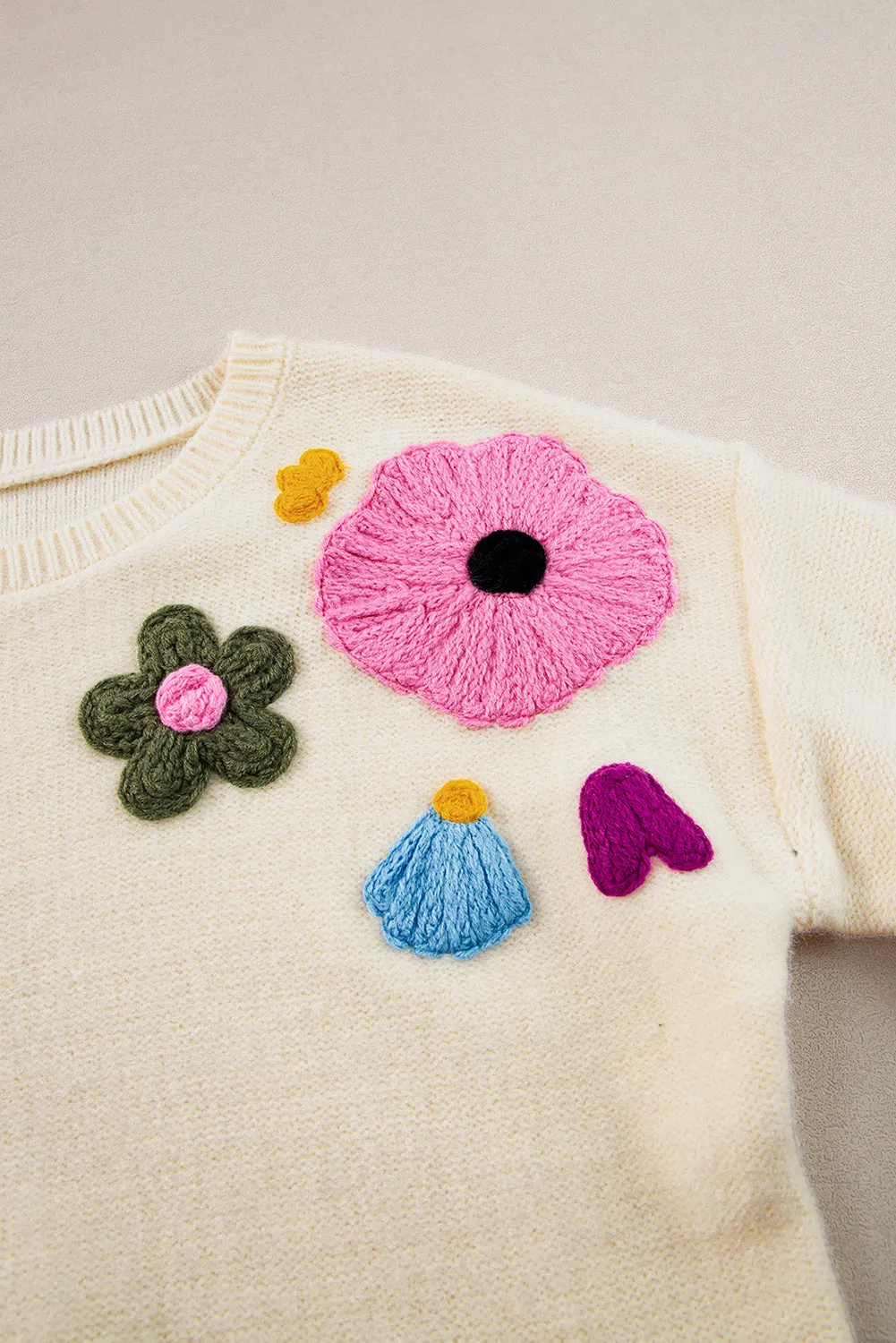 Trendy Floral Embroidered Knit Sweater for Every Day