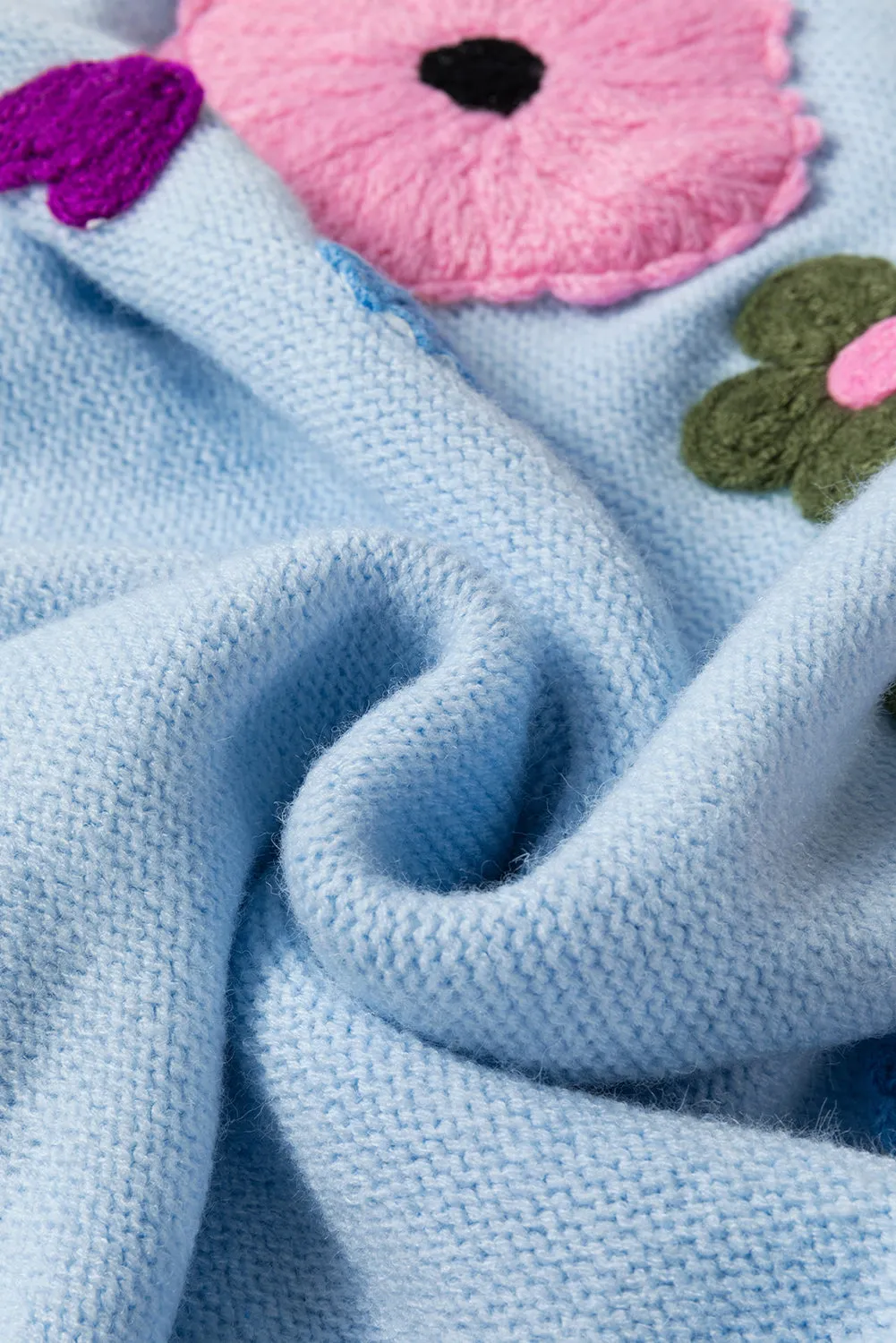Trendy Floral Embroidered Knit Sweater for Every Day