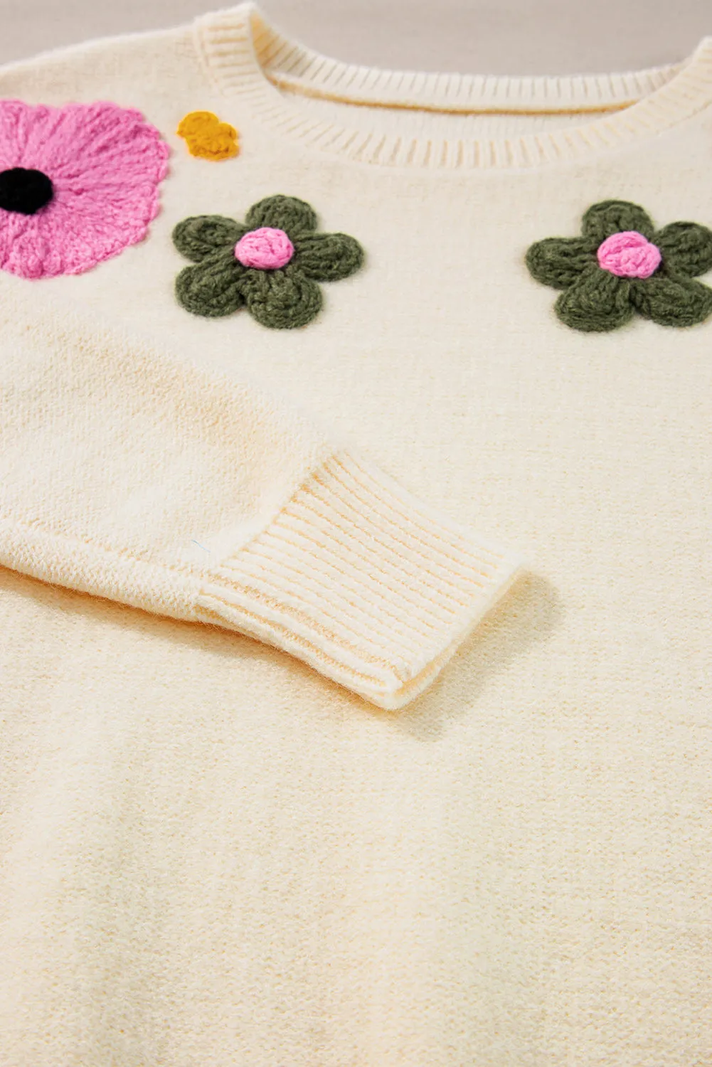 Trendy Floral Embroidered Knit Sweater for Every Day