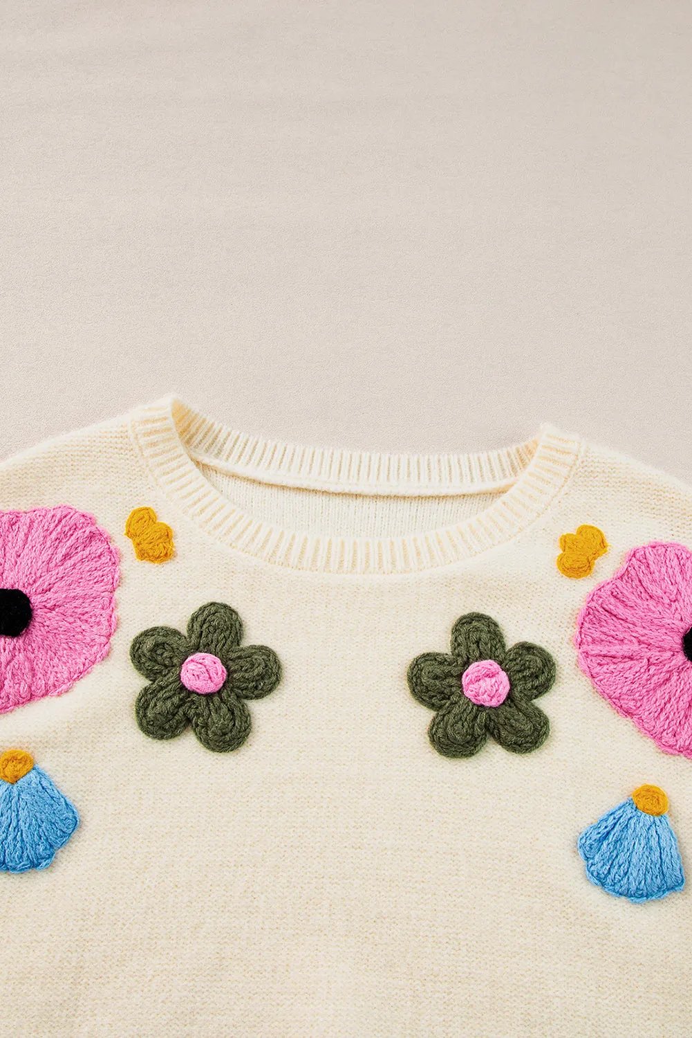 Trendy Floral Embroidered Knit Sweater for Every Day