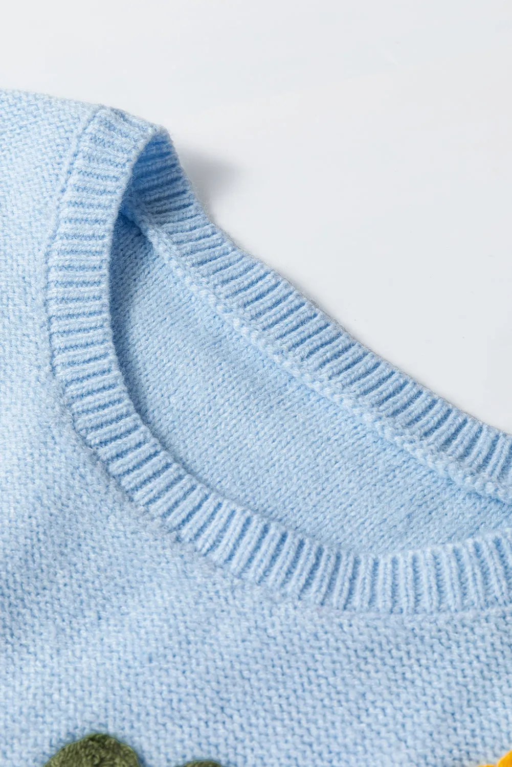 Trendy Floral Embroidered Knit Sweater for Every Day