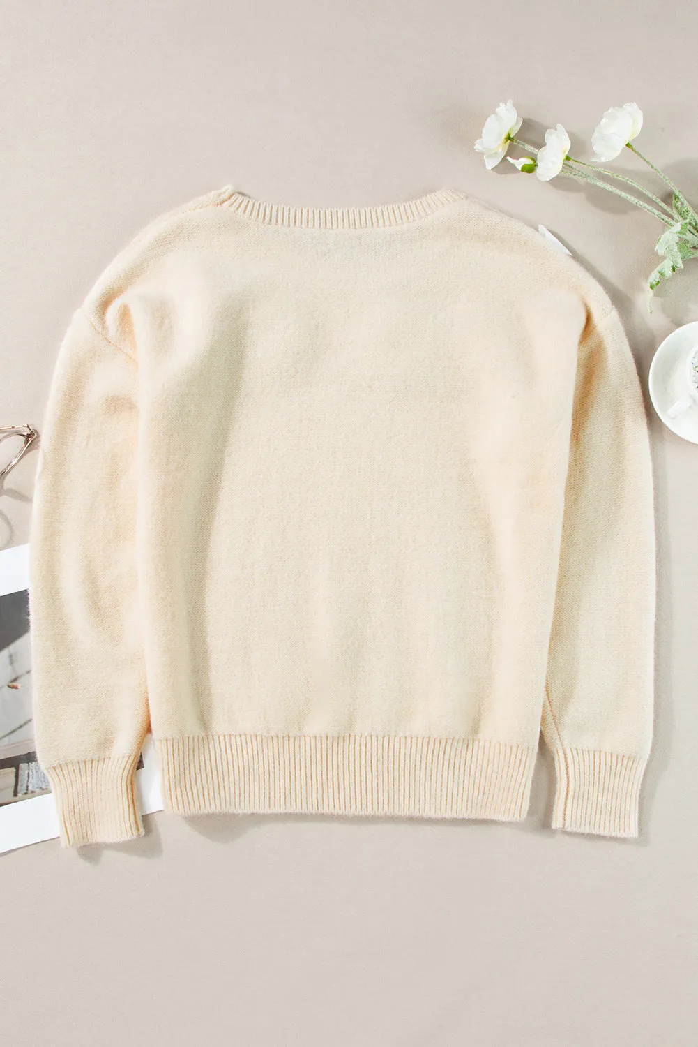 Trendy Floral Embroidered Knit Sweater for Every Day