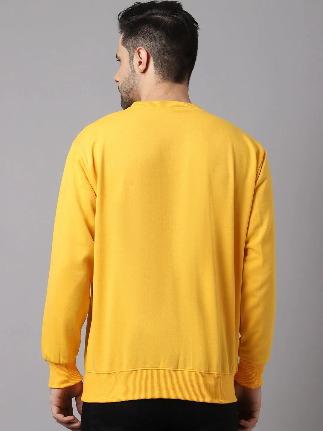 Vimal Jonney Fleece Round Neck Yellow Sweatshirt for Men