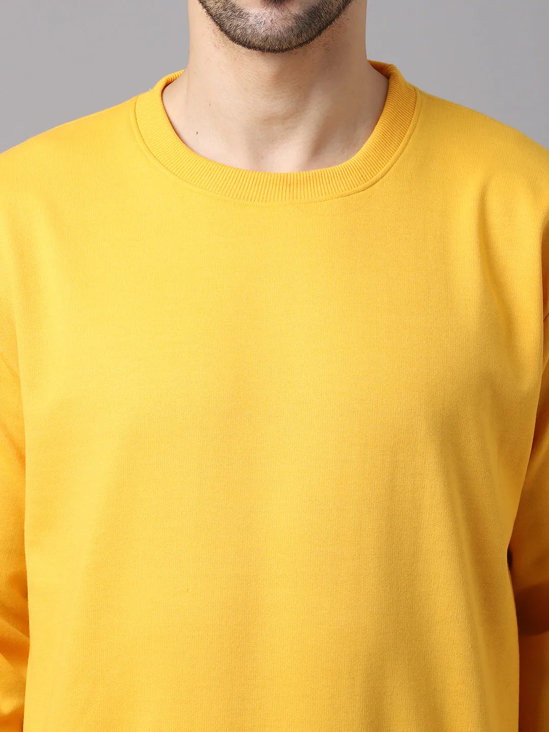 Vimal Jonney Fleece Round Neck Yellow Sweatshirt for Men