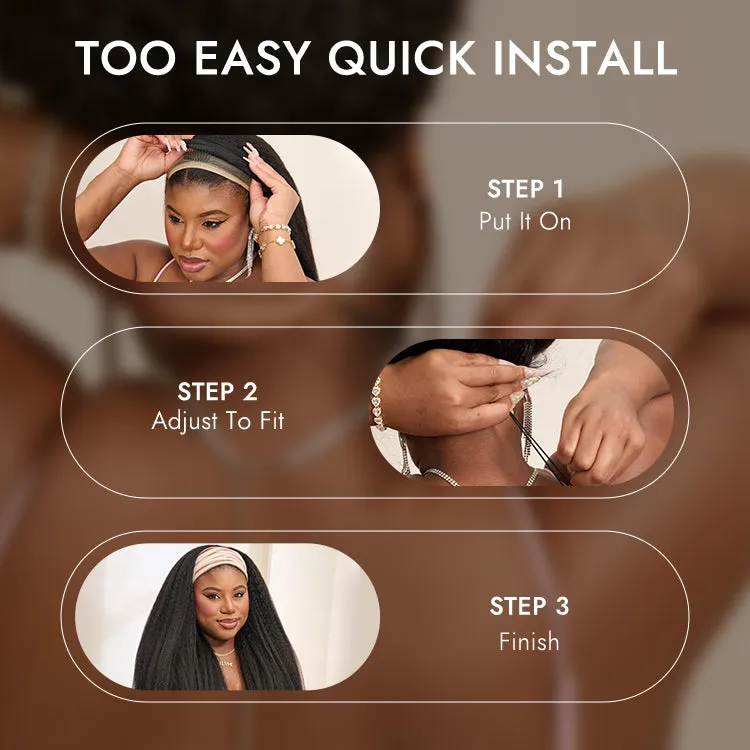 VIP ONLY | Luvme Too Easy Texture Wig Kinky Straight Flexi-Fit Drawstring Glueless Headband Wig (Get Free Trendy Headbands)