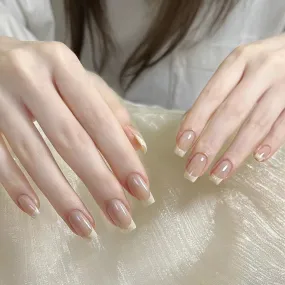 Wear Nails Simple French Medium Length Manicure