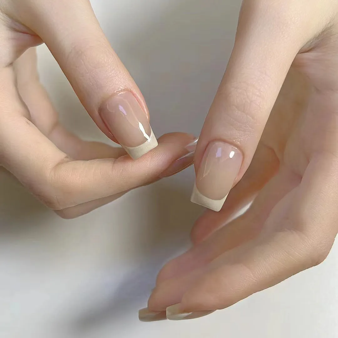 Wear Nails Simple French Medium Length Manicure